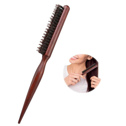 🪵 50 % RABATT! ✨ Stylingkam med naturlig villsvinbust og treskaft (spiss ende) 💁‍♀️ Kjøp 1, få 1 gratis